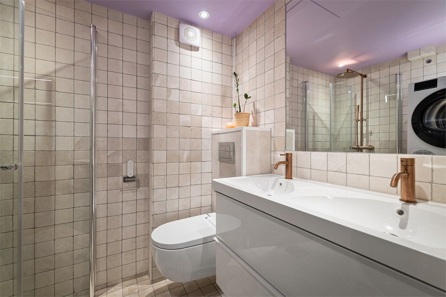 Opplegg for vaskemaskin. Geberit AquaClean ALBA dusjtoalett.