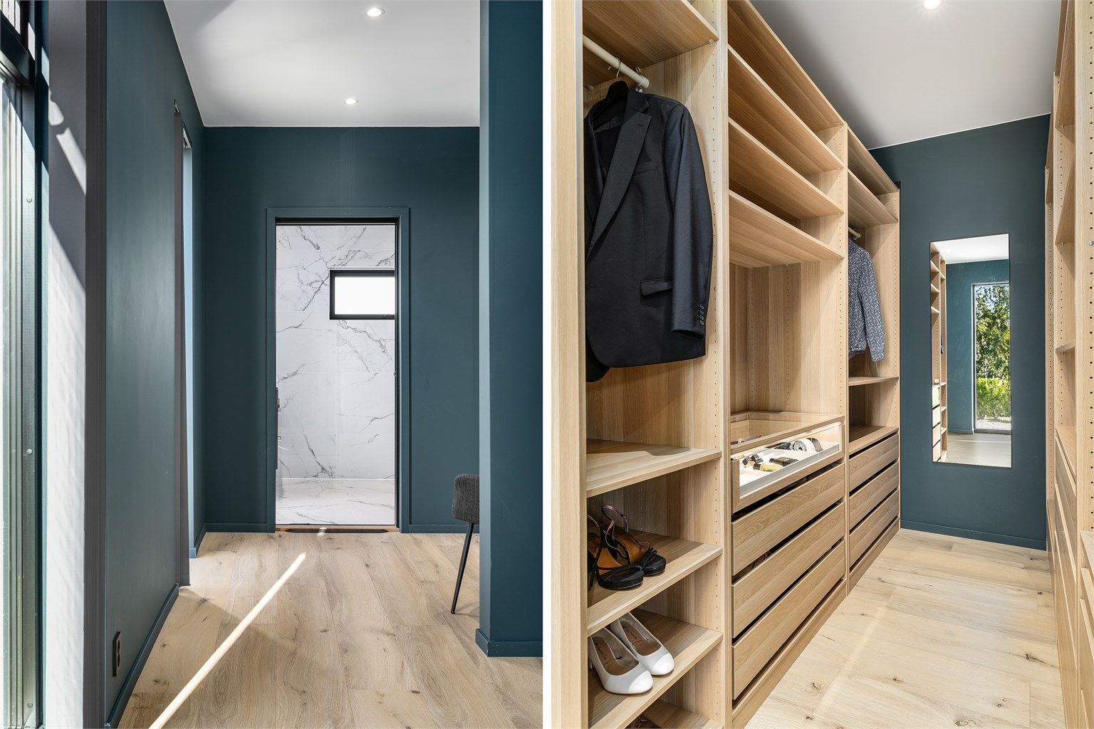 Eget bad og walk-in closet er både praktisk og en aldri så liten luksus i hverdagen.