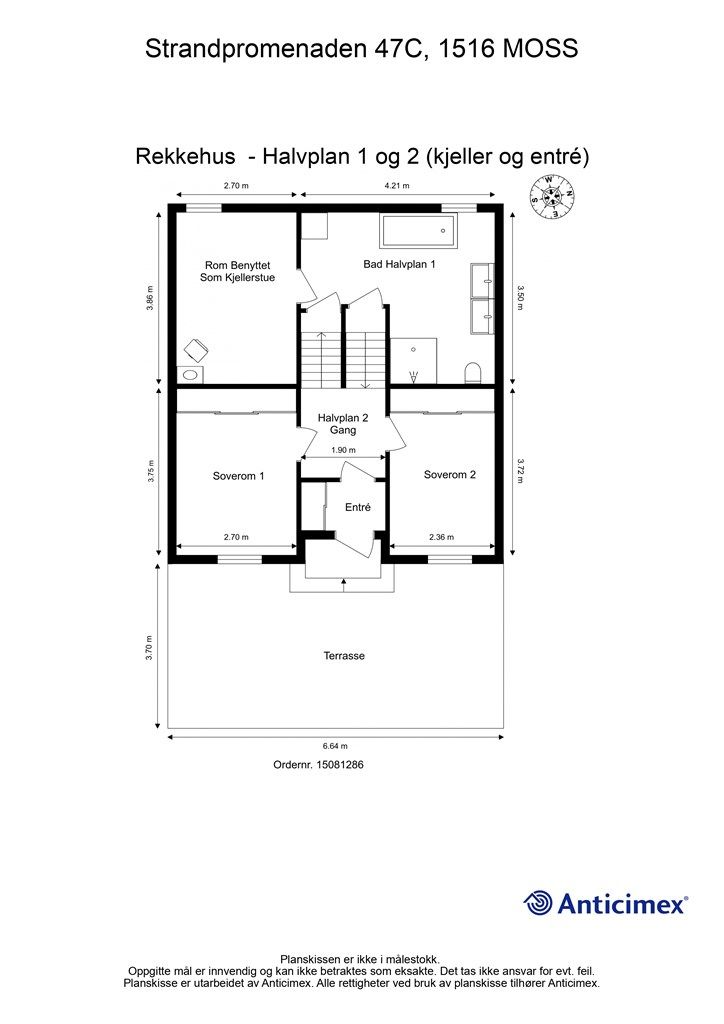 Veiledende skisse av nedre plan og kjeller.