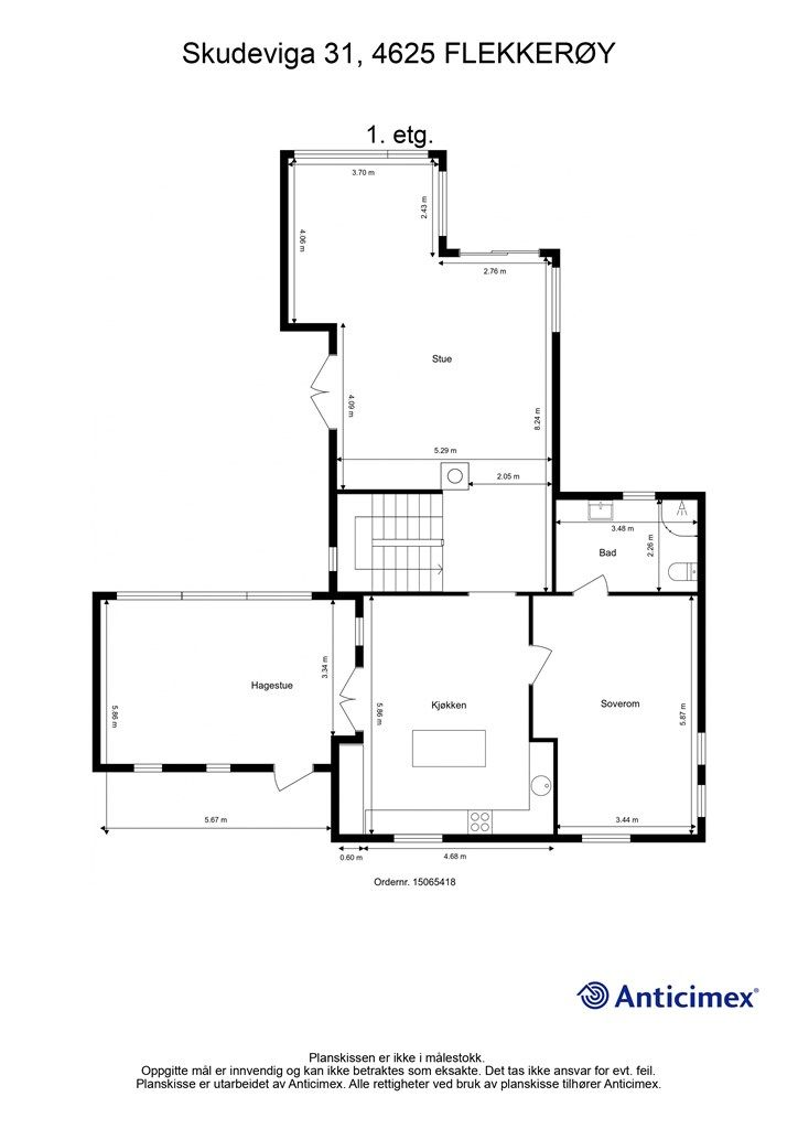 1.Etasje - 2D plantegning med mål