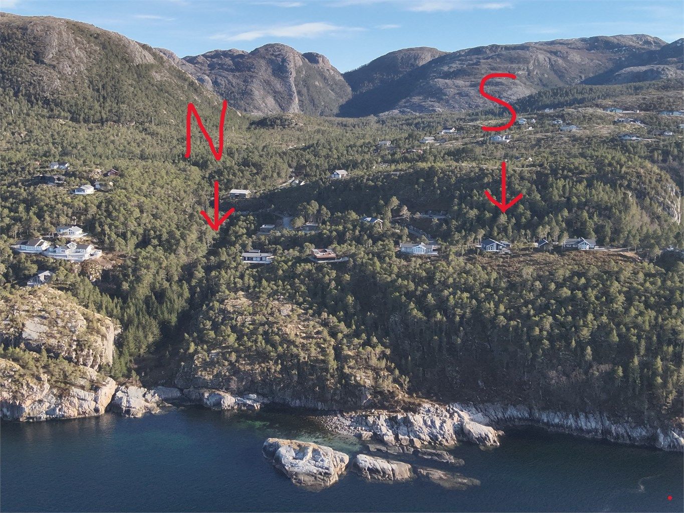 Oversikt over tomt Sør og tomt Nord