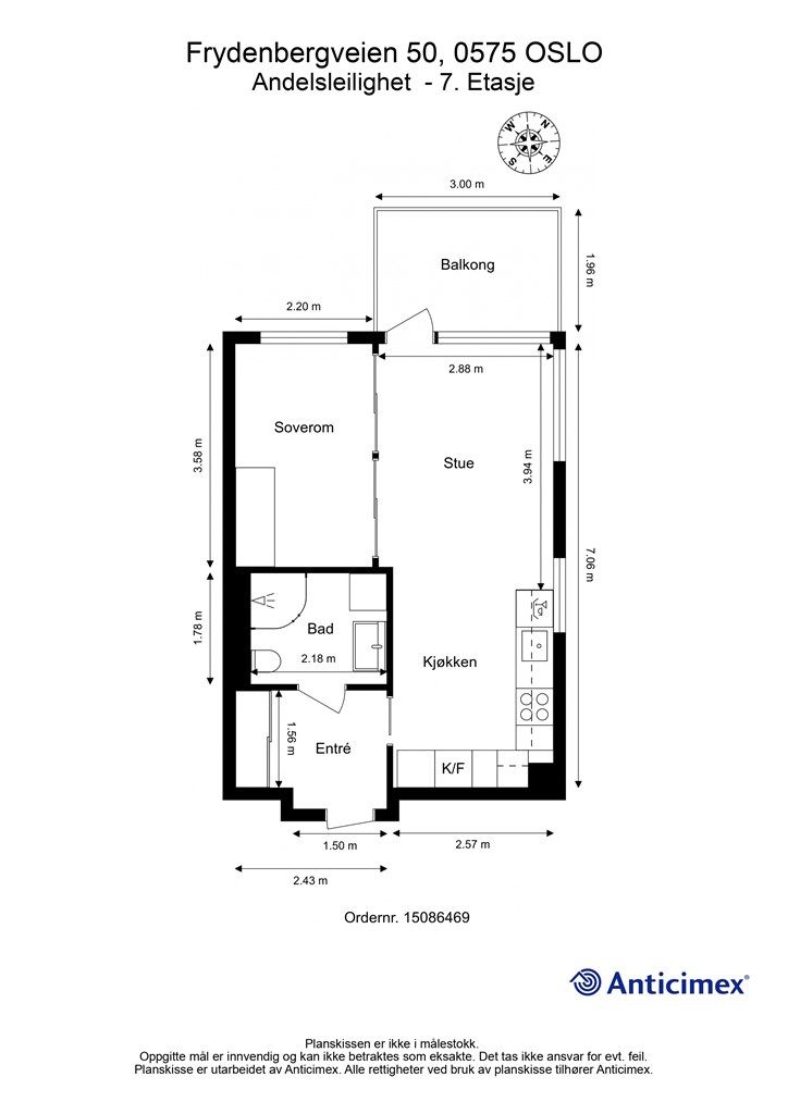 Målsatt planskisse - 7. etasje