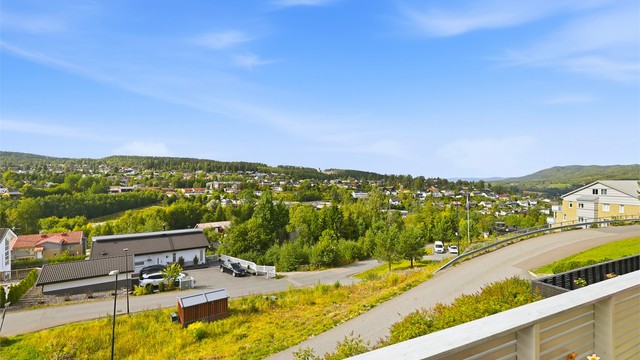 Utsikten fra terrassen, man kan skimte Varingskollen i det fjerne