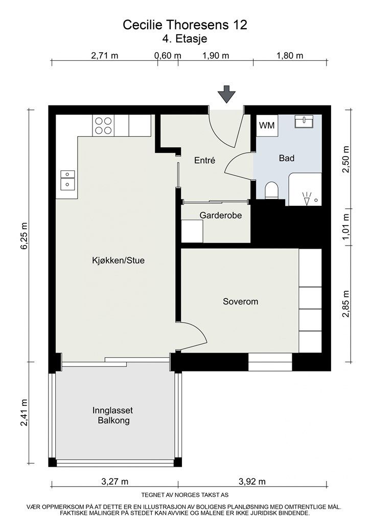 Plantegning - Cecilie Thoresens 12 - 4. Etasje