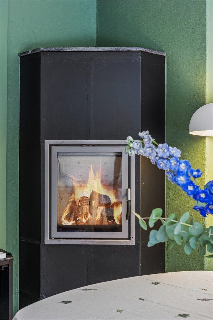 Peisovn med glassdør gir ekstra varme og hygge på kalde dager.