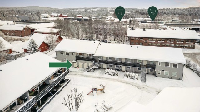 Kort gangavstand til dagligvarehandel på Kiwi Lierskogen, bensinstasjon og bussholdeplass med gode forbindelser