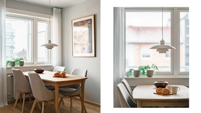 Det er naturlig å møblere med et spisebord, perfekt for sosiale sammenkomster.