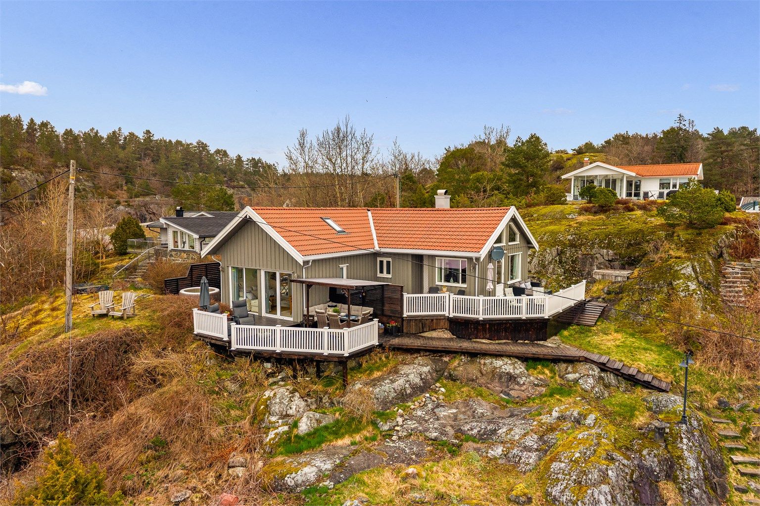 Sommerhus med brygge.