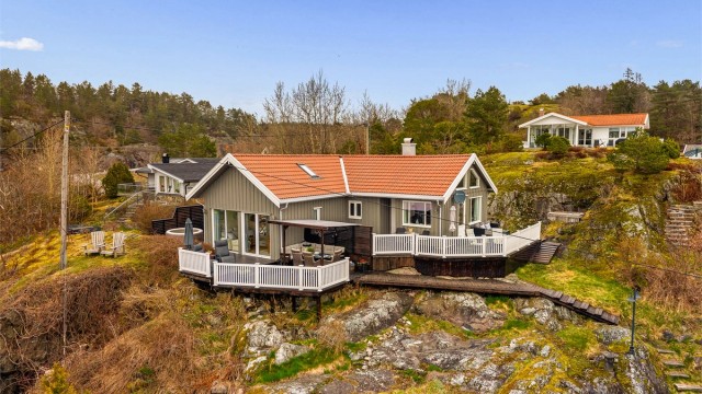 Sommerhus med brygge.