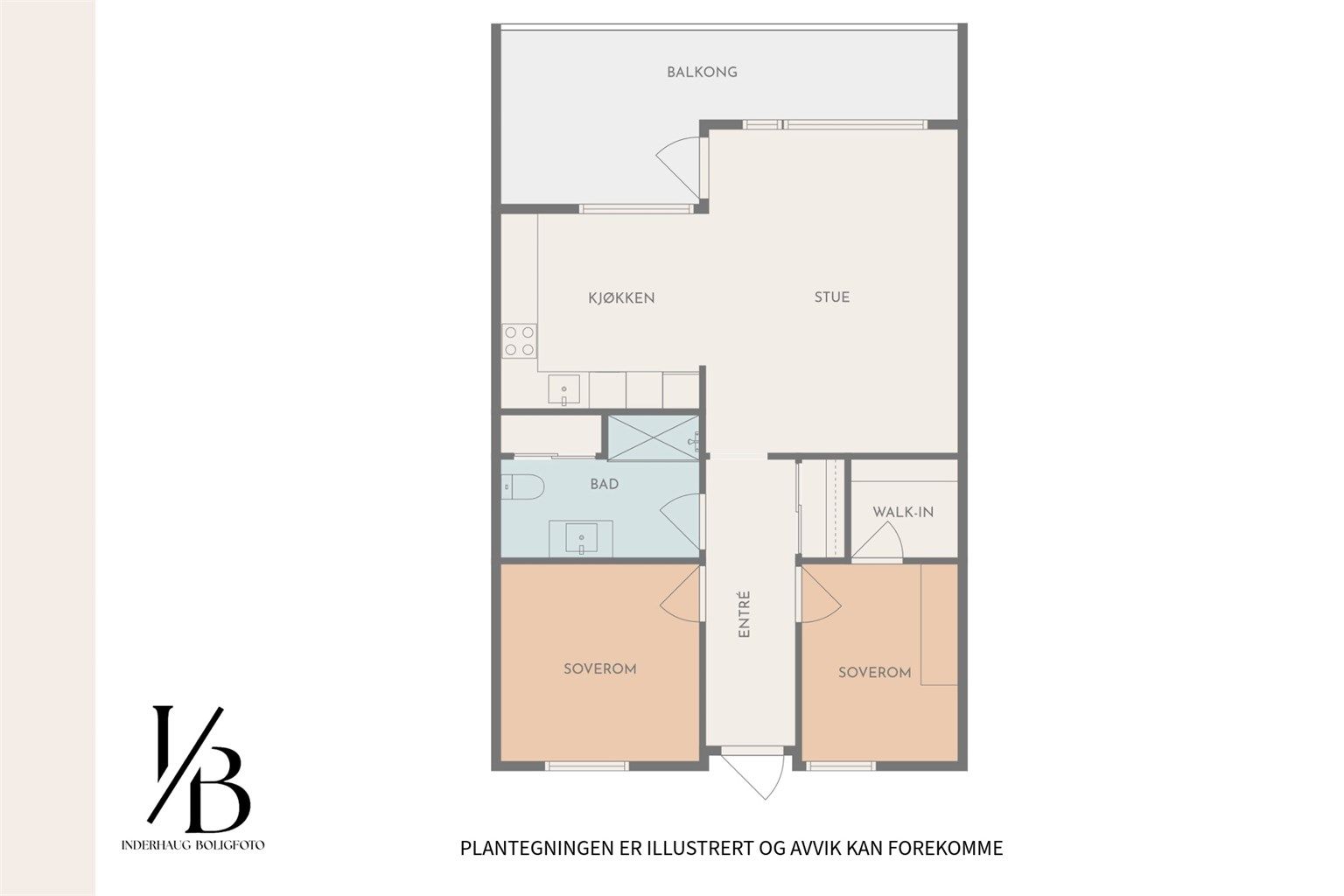 Plantegning - Leiligheten er målt til 73m²