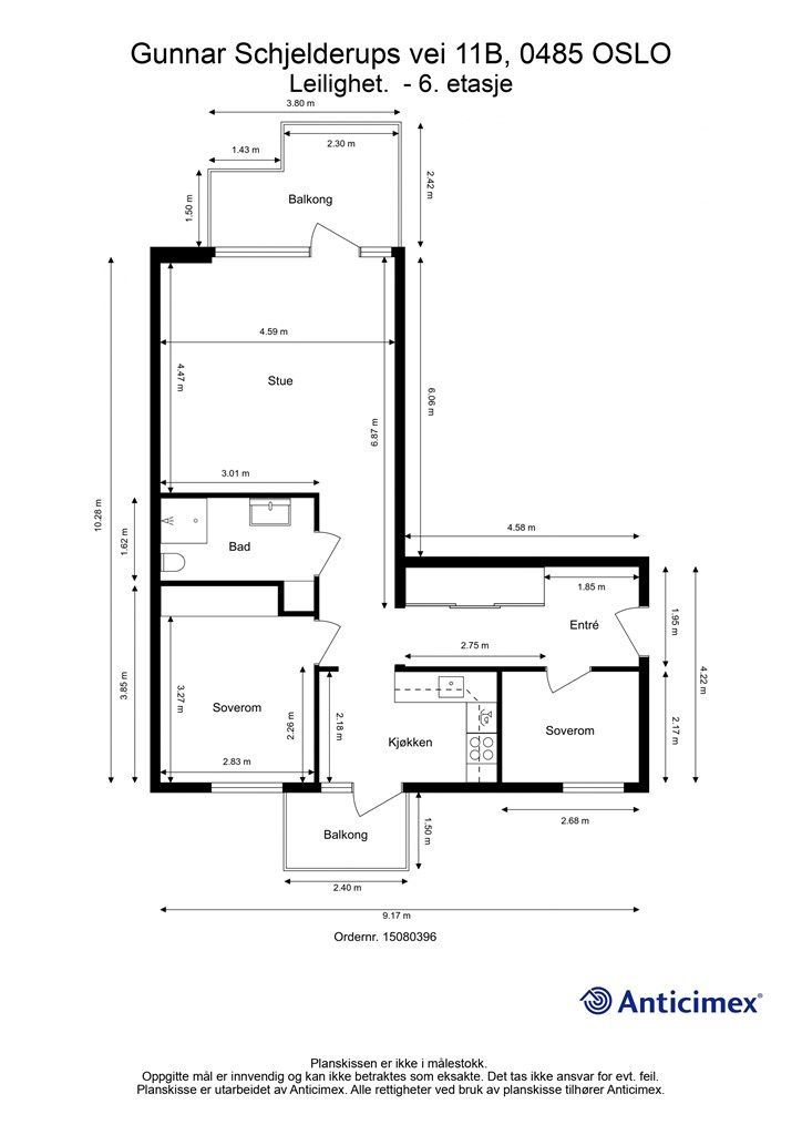 Leiligheten har en effektiv og gjennomgående planløsning på 67 m² BRA.