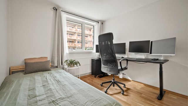 Soverom med oppvarming via radiator