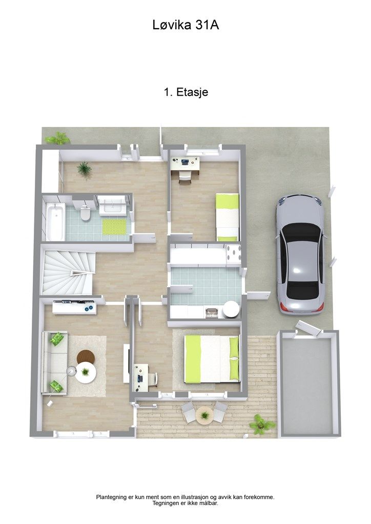 3 D plantegning 1. etasje