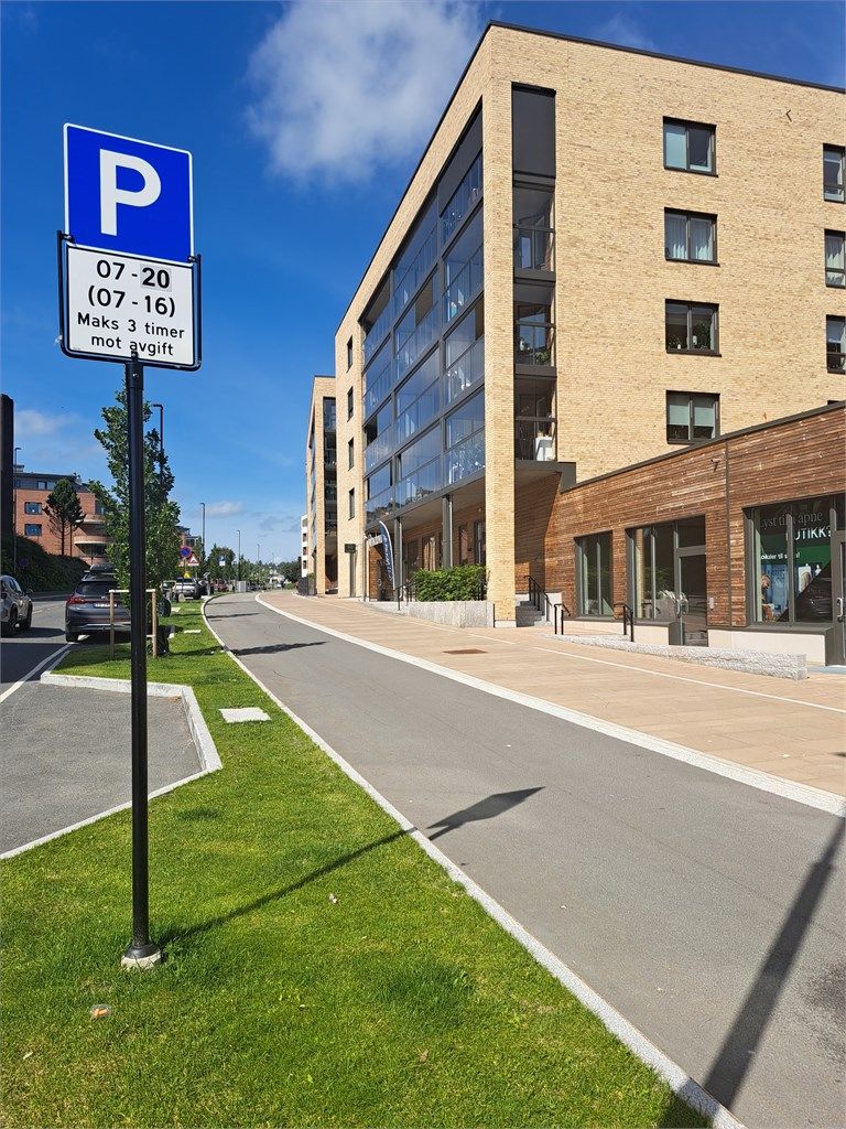 Parkeringslommer langs veien med Kommunale plasser