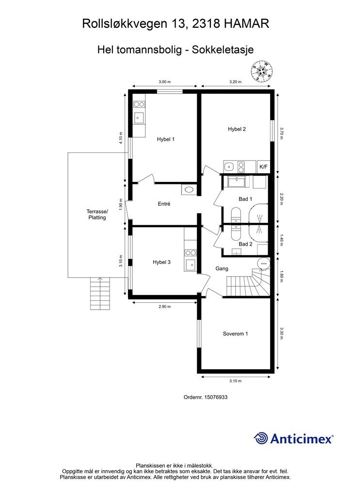 Plantegning sokkeletasje.