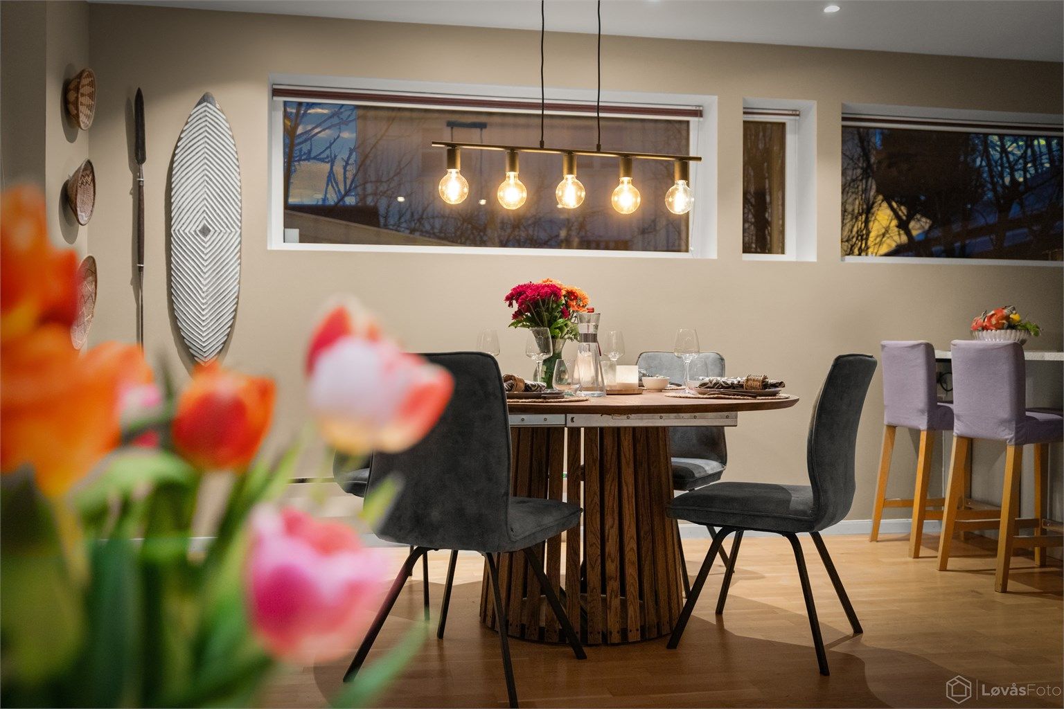 Spiseplassen har god plass til gjester.