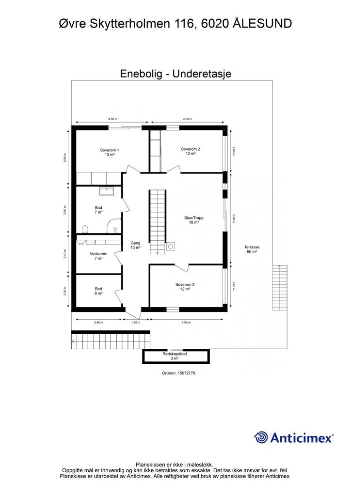 Målsatt plantegning underetasje
