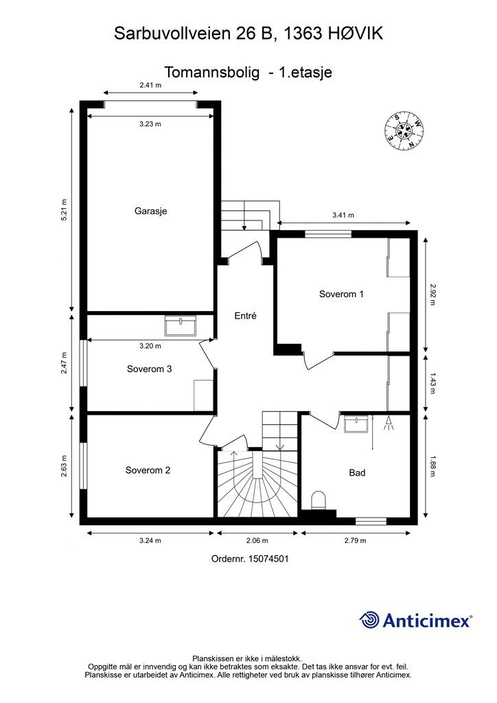 Vi starter med plantegning i 1. etasje, slik at du får orientert deg i boligen