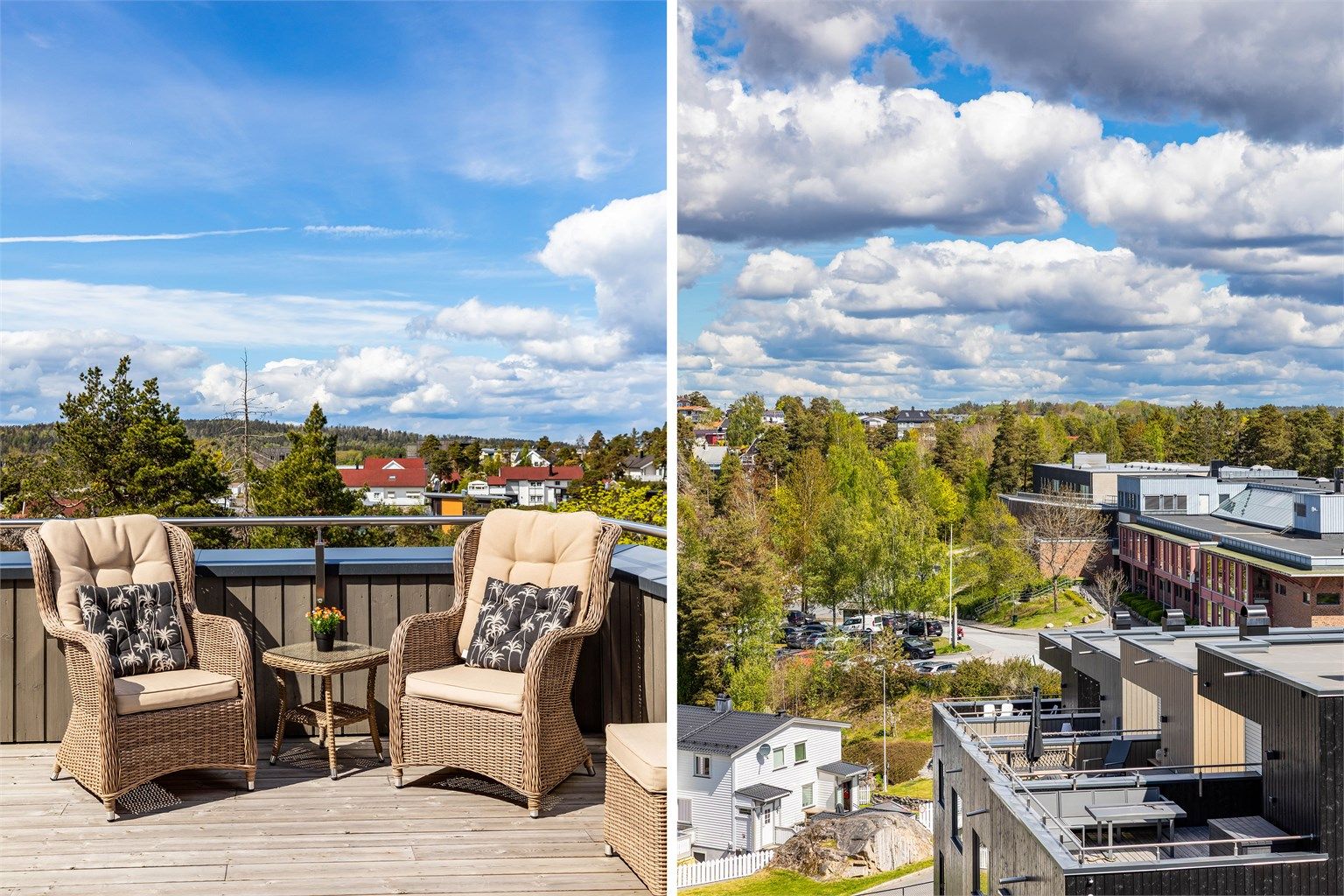 I den luftige høyden på takaltanen ser du ut over nærområdet og helt til Jeløy i vest.