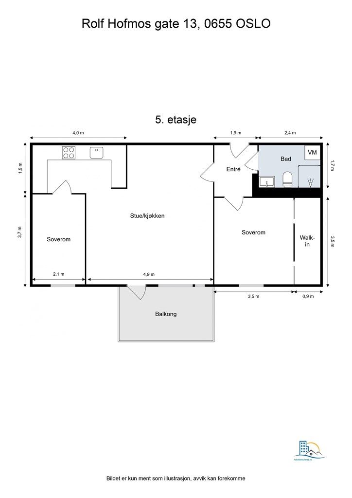 Her får du en smart planløsning med god størrelse på alle rom.