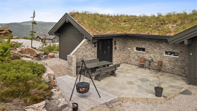 Fasade med detaljer i sten