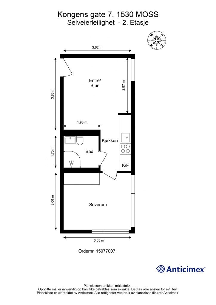 Kjellerbod på ca. 3 kvm. disponeres også av leiligheten.