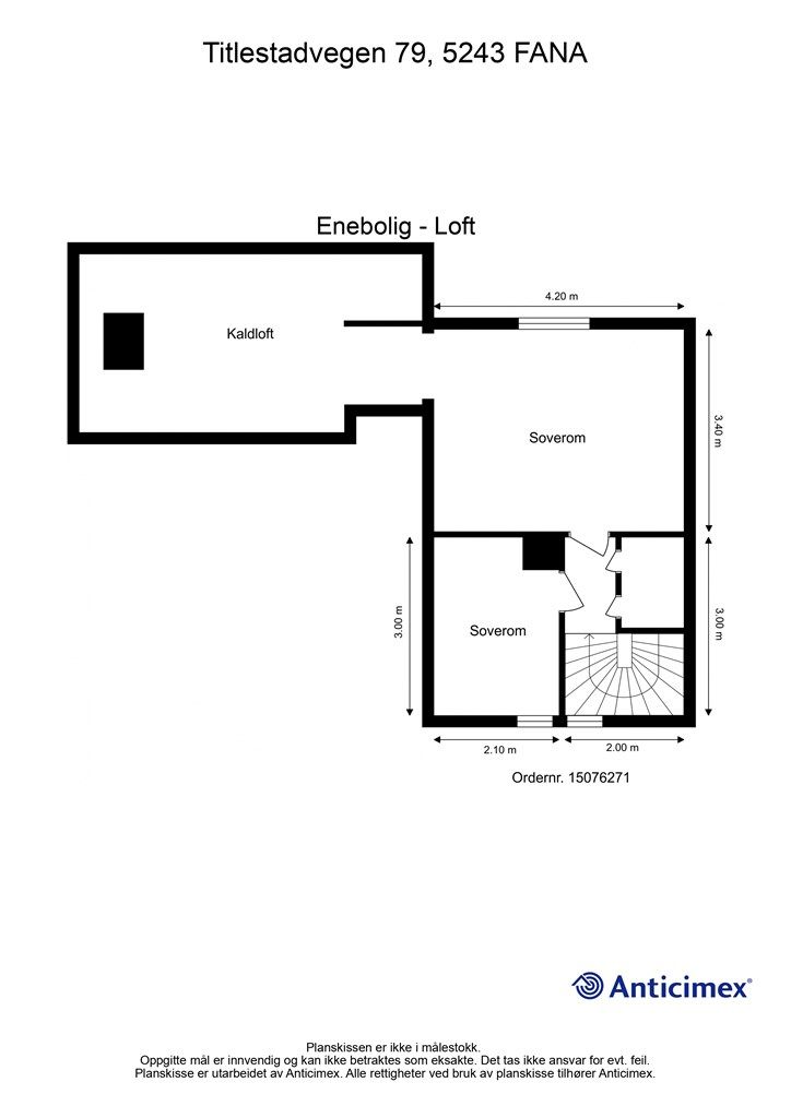 Plantegning Enebolig Loft.