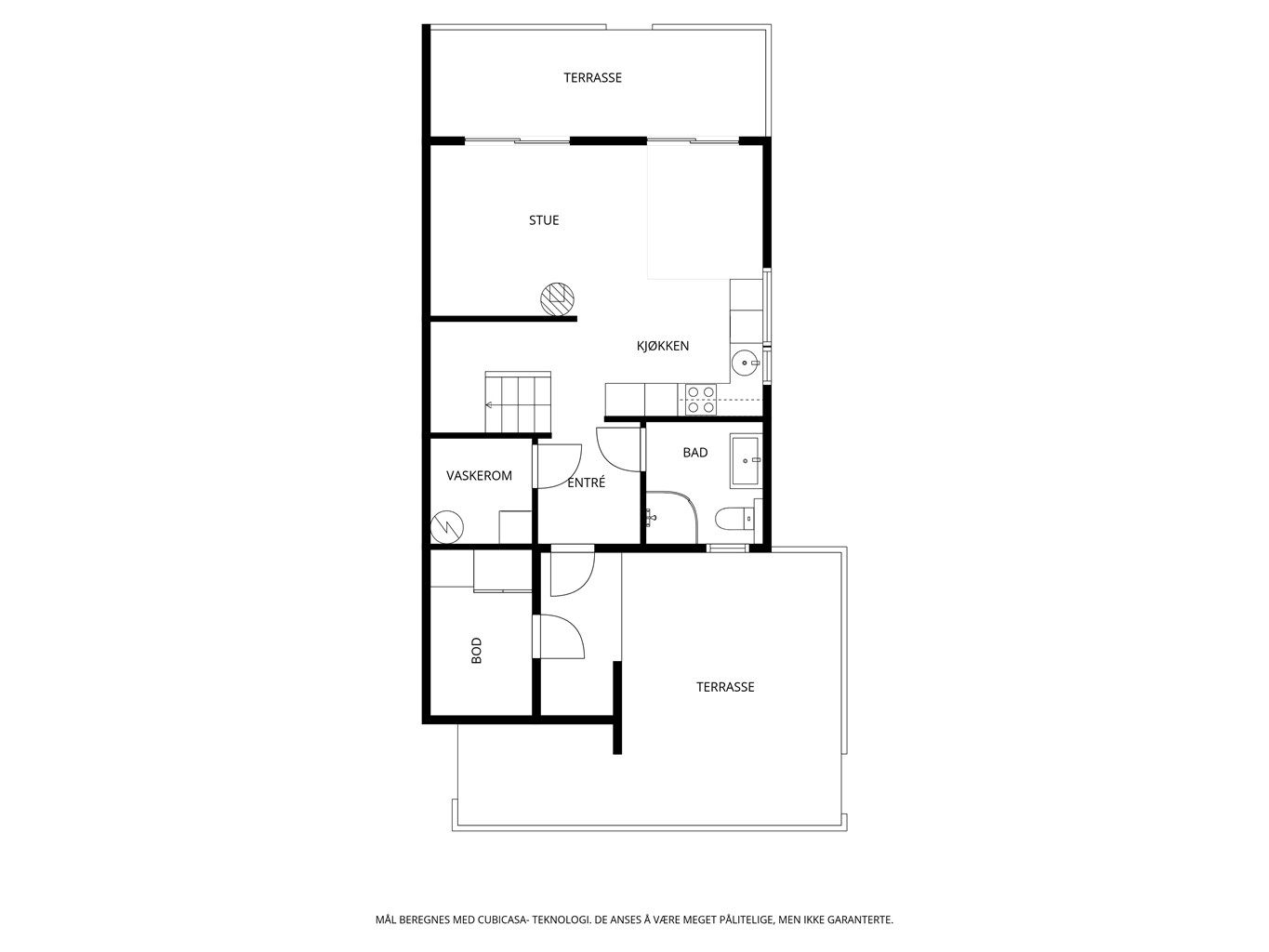 Veiledende skisse av første etasje.