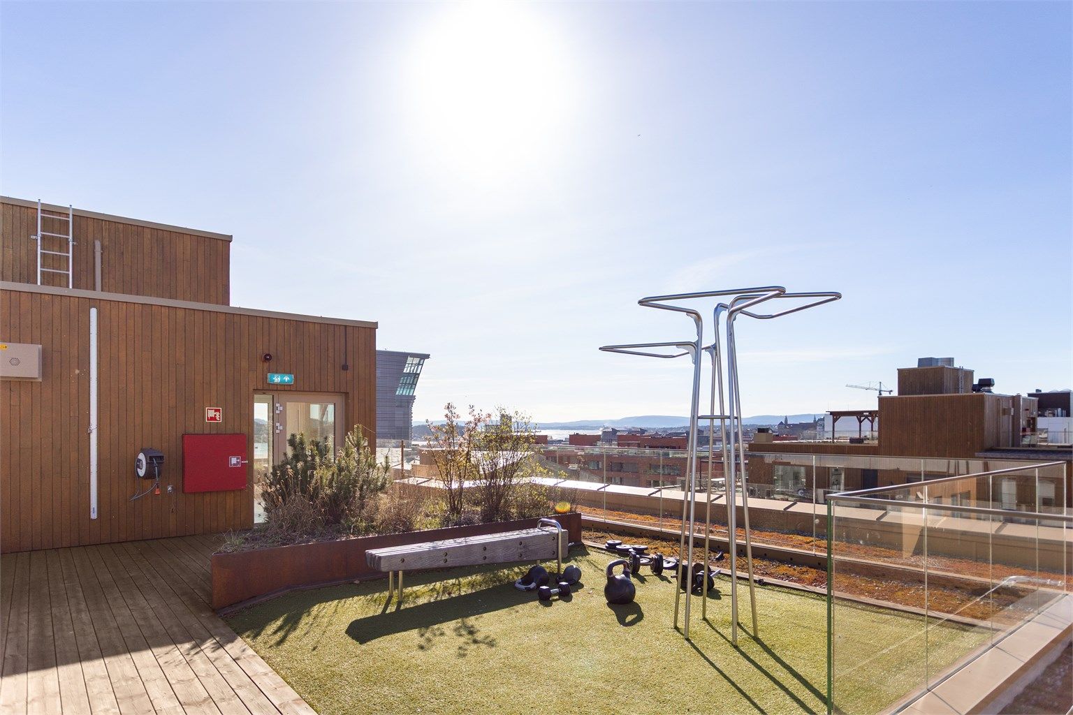 På takterrassen finnes også et eget område for utendørs trening.