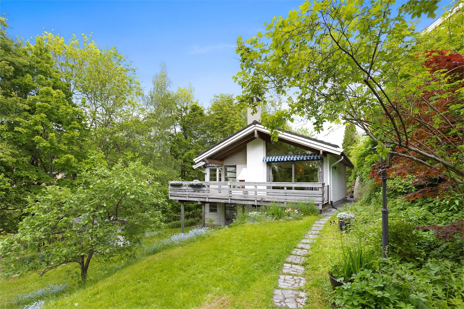 Enebolig over to plan beliggende skjermet og tilbaketrukket - Hybel - God takhøyde - Kort vei til buss. 