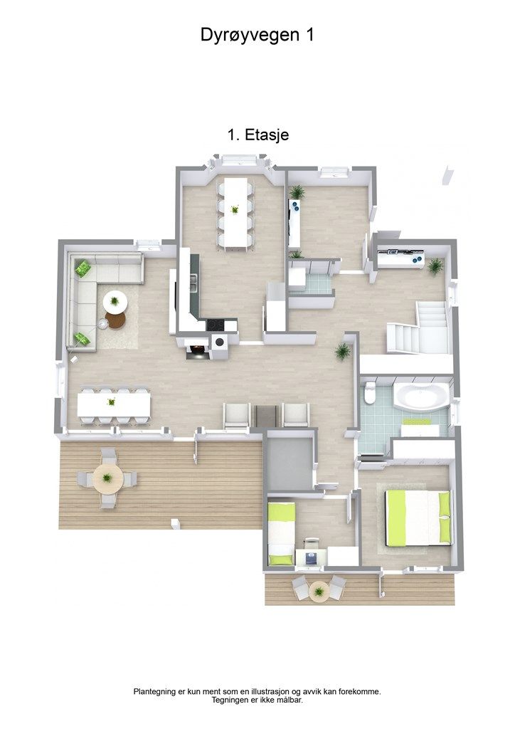3 D plantegning 1. etasje