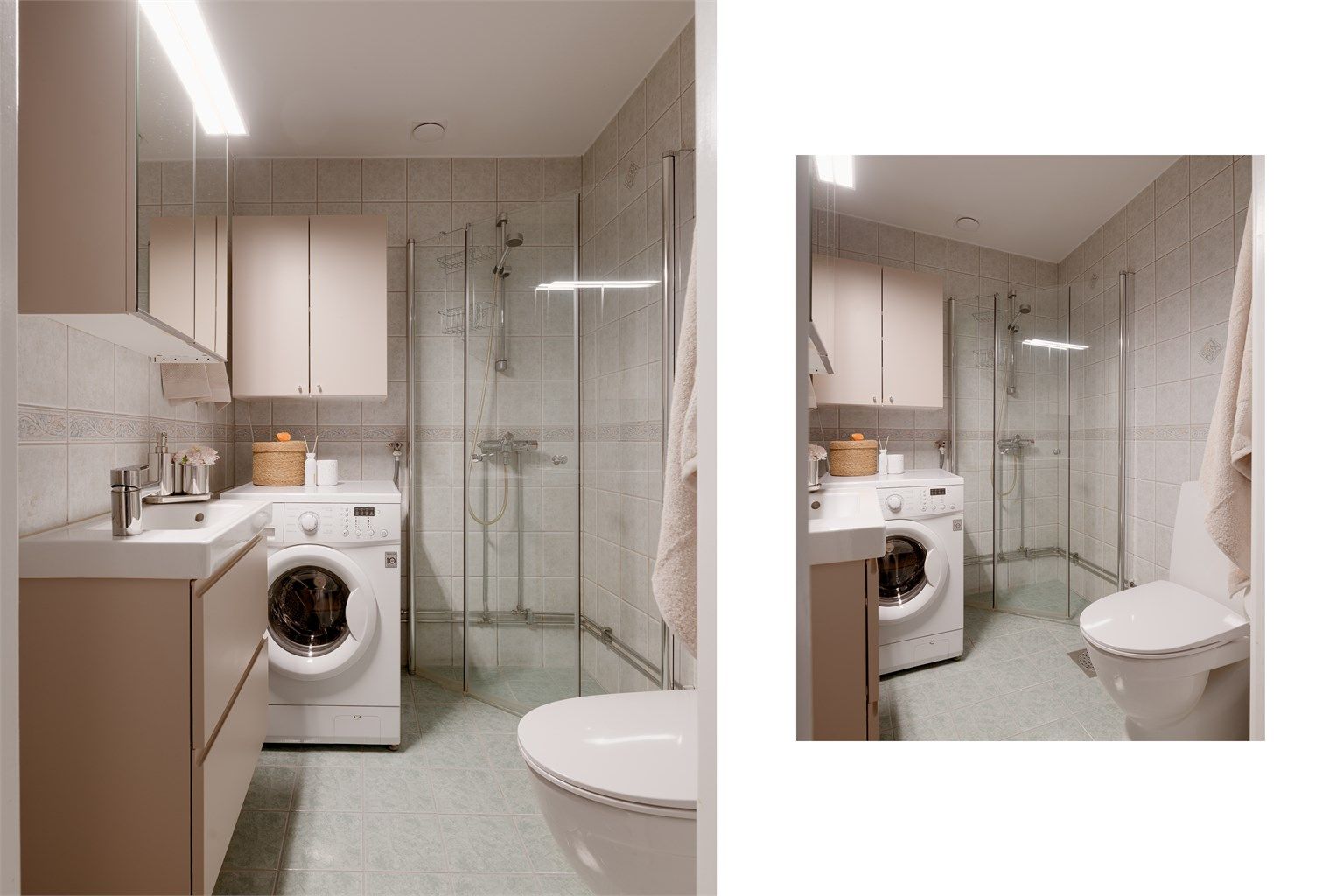 Badet ble oppgradert i 2020 med ny innredning, toalett og dusjvegger. Det er opplegg for vaskemaskin.