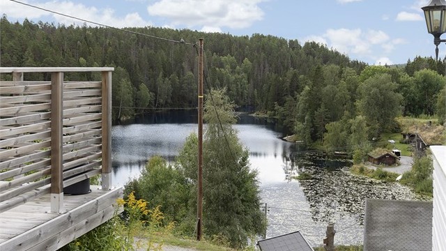 Kort vei ned til Bråtatjern med idyllisk badeplass, flytebrygge og stupebrett.