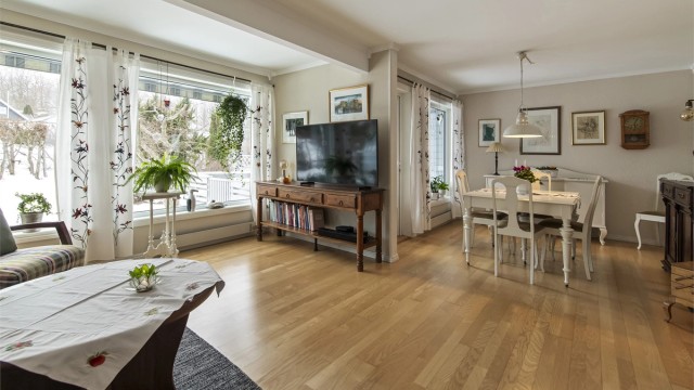 Gode møbleringsmuligheter i stuen/spisestuen