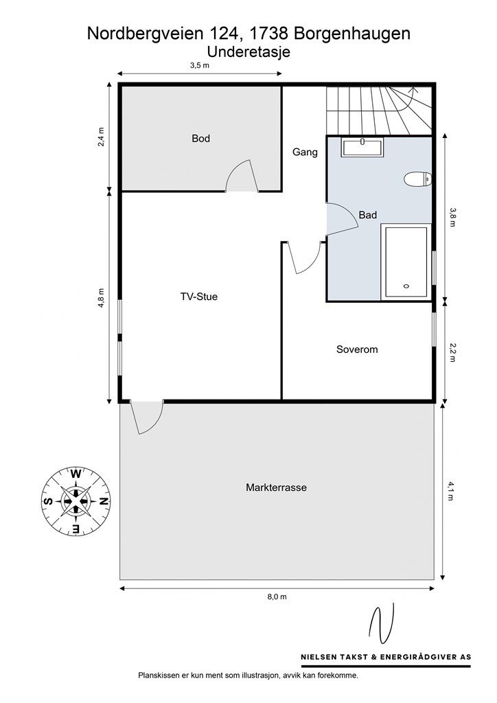 Veiledende skisse av underetasje.