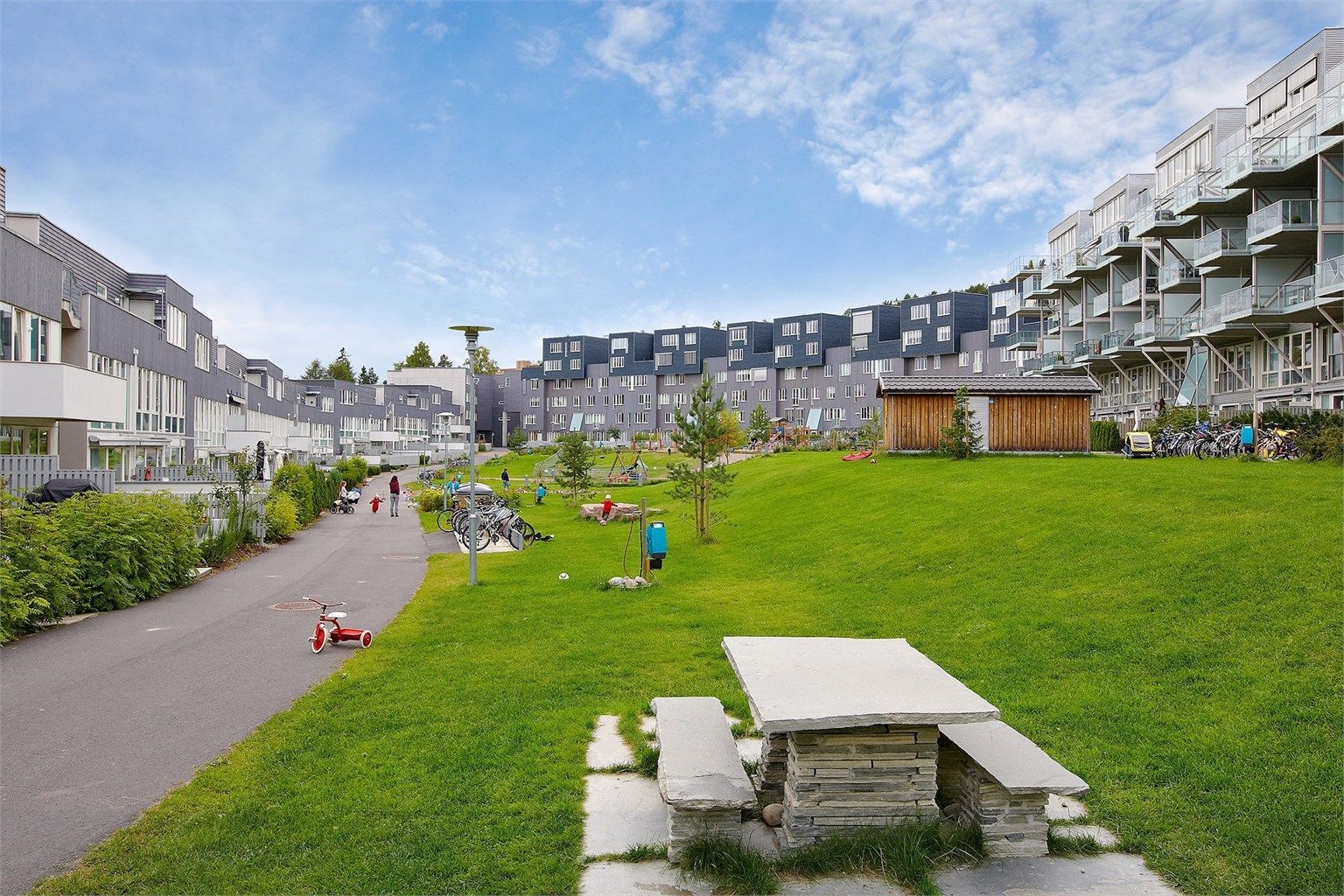 Grønt og barnevennlig fellesområde i Årvollskogen