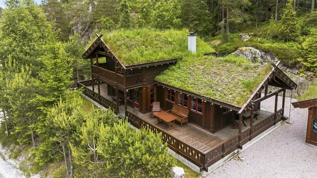 Hytten blender fint inn i de naturlige omgivelsene