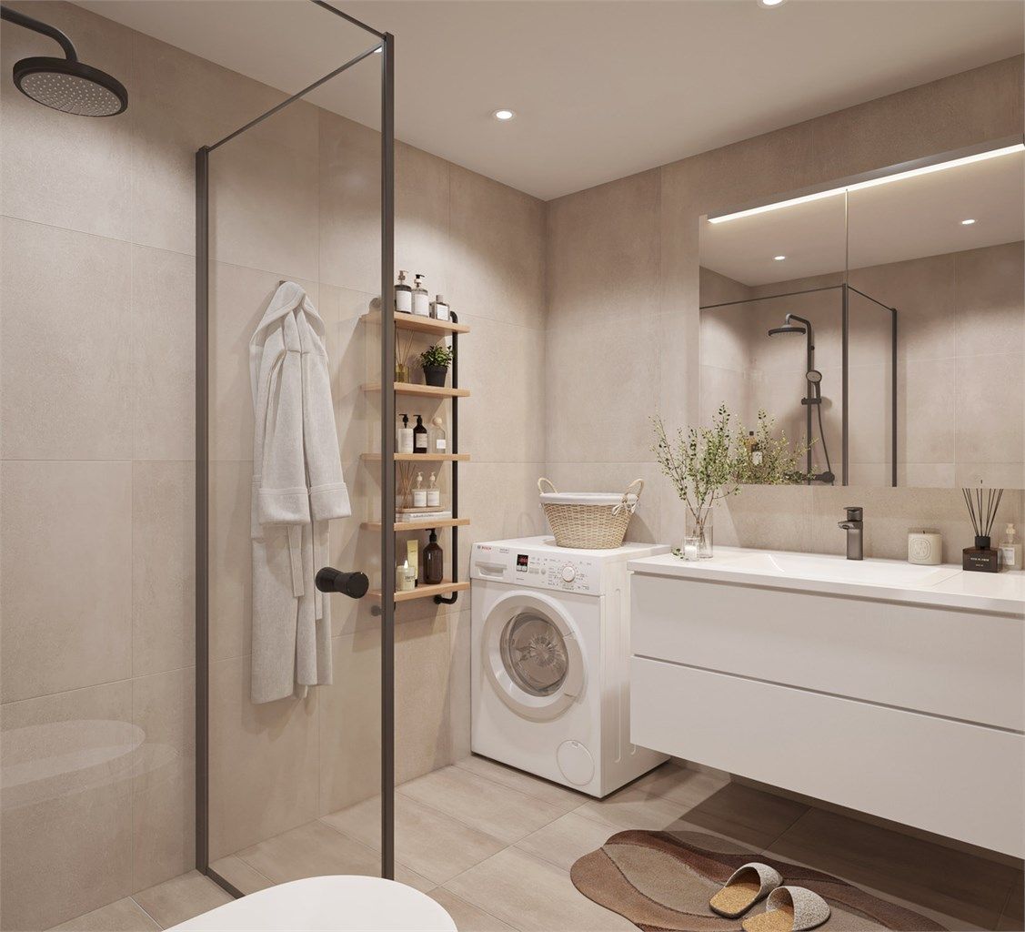 Boligene vil totalt få tre moderne og romslige baderom, samt et praktisk separat vaskerom med gode oppbevaringsmuligheter. 