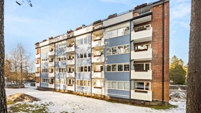 Fasaden sett fra balkongsiden.
Leiligheten disponerer to boder i felles kjeller for ekstra lagring.