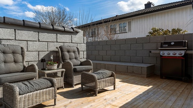 En egen sone for grilling og hygge på terrassen.