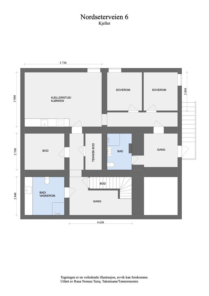 Plantegning kjeller. 