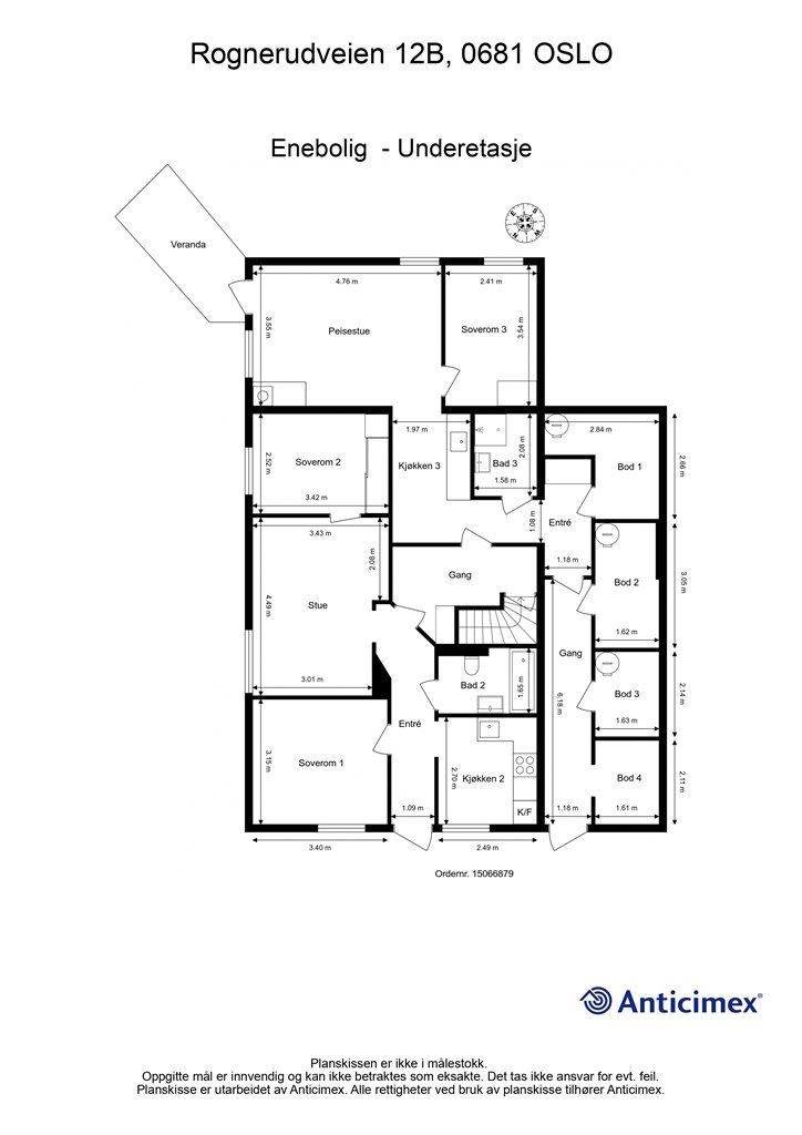 Plantegning underetasje.