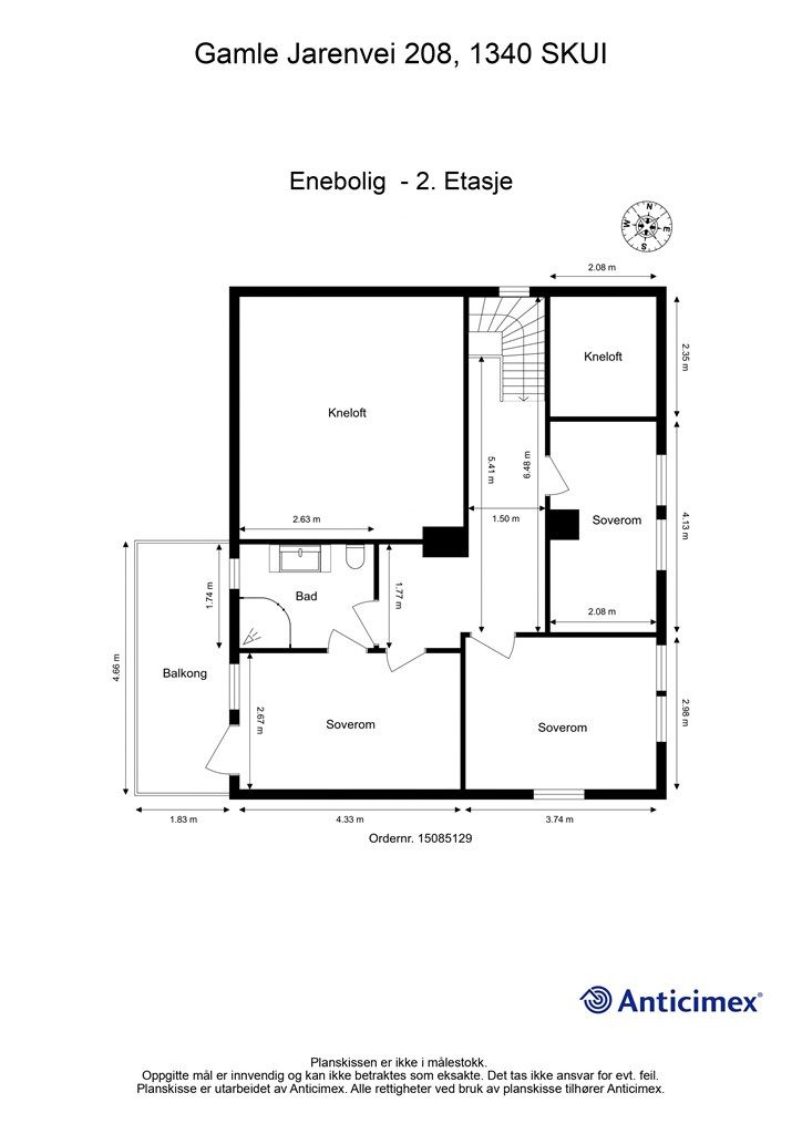 Plantegning enebolig, 2. etasje