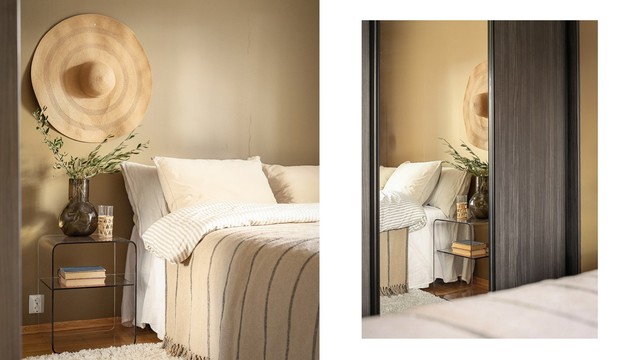 Gjennomtenkte material- og fargevalg skaper en rolig og behagelig atmosfære.