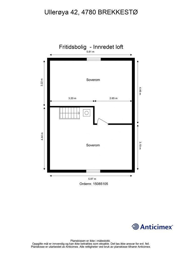 Plantegning Fritidsbolig - Innredet loft