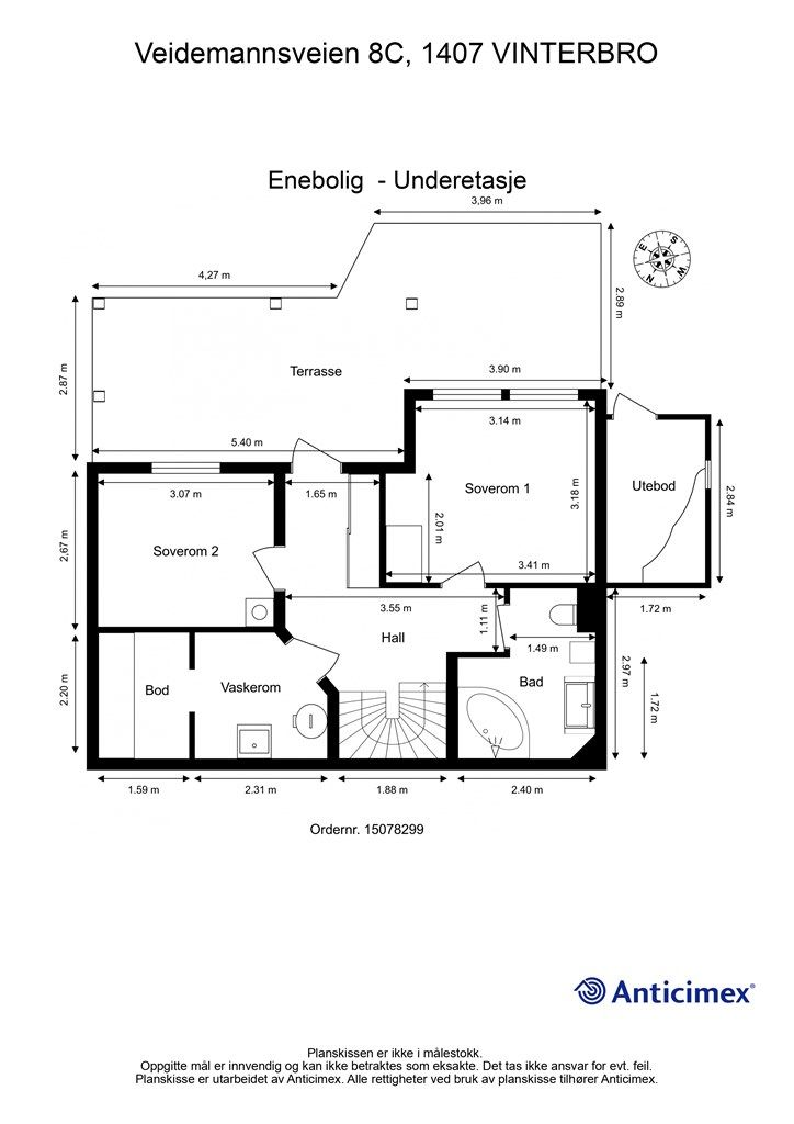 Underetasjen er praktisk innredet med entré/hall, to soverom, bad, vaskerom og bod.