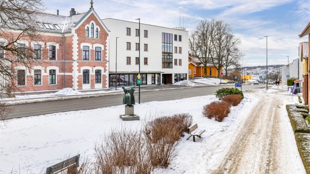 Hovedinngangen er mot Vogts gate og har calling-anlegg som betjenes fra leiligheten. Heis i bygget gir enkel adkomst.