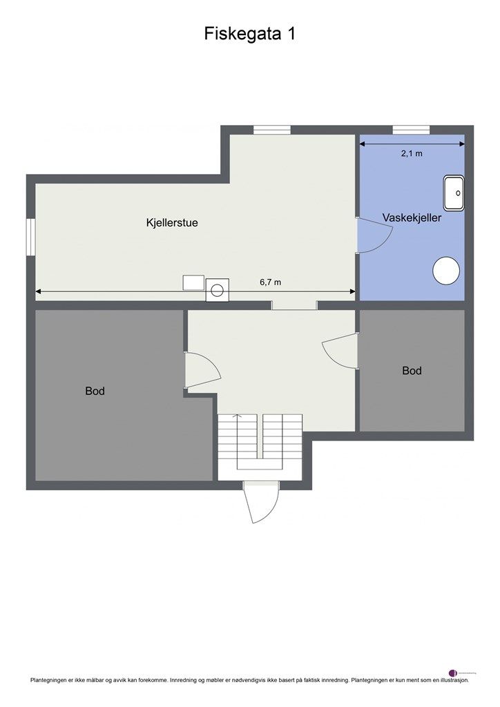 Veiledende skisse av kjeller.