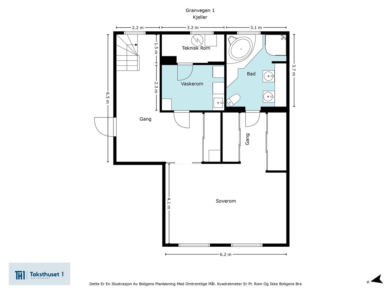 Plantegning for underetasjen.