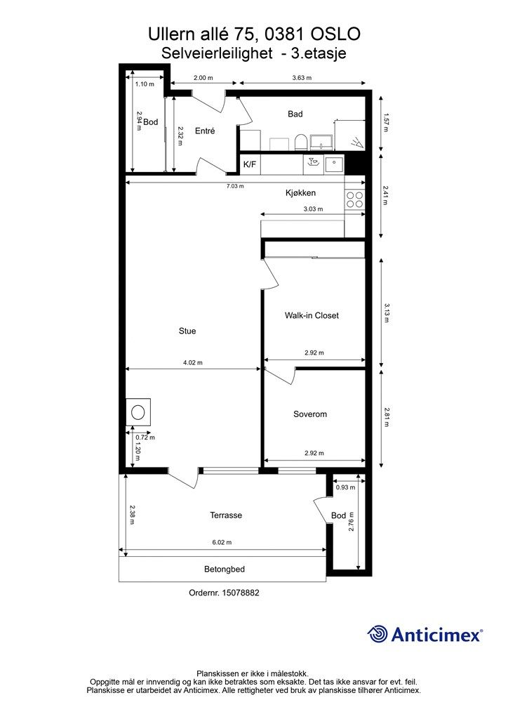 Plantegning - Selveierleilighet - 3.etasje